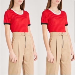 Sandro Contrast Trim Knitted Top Size 1 US small